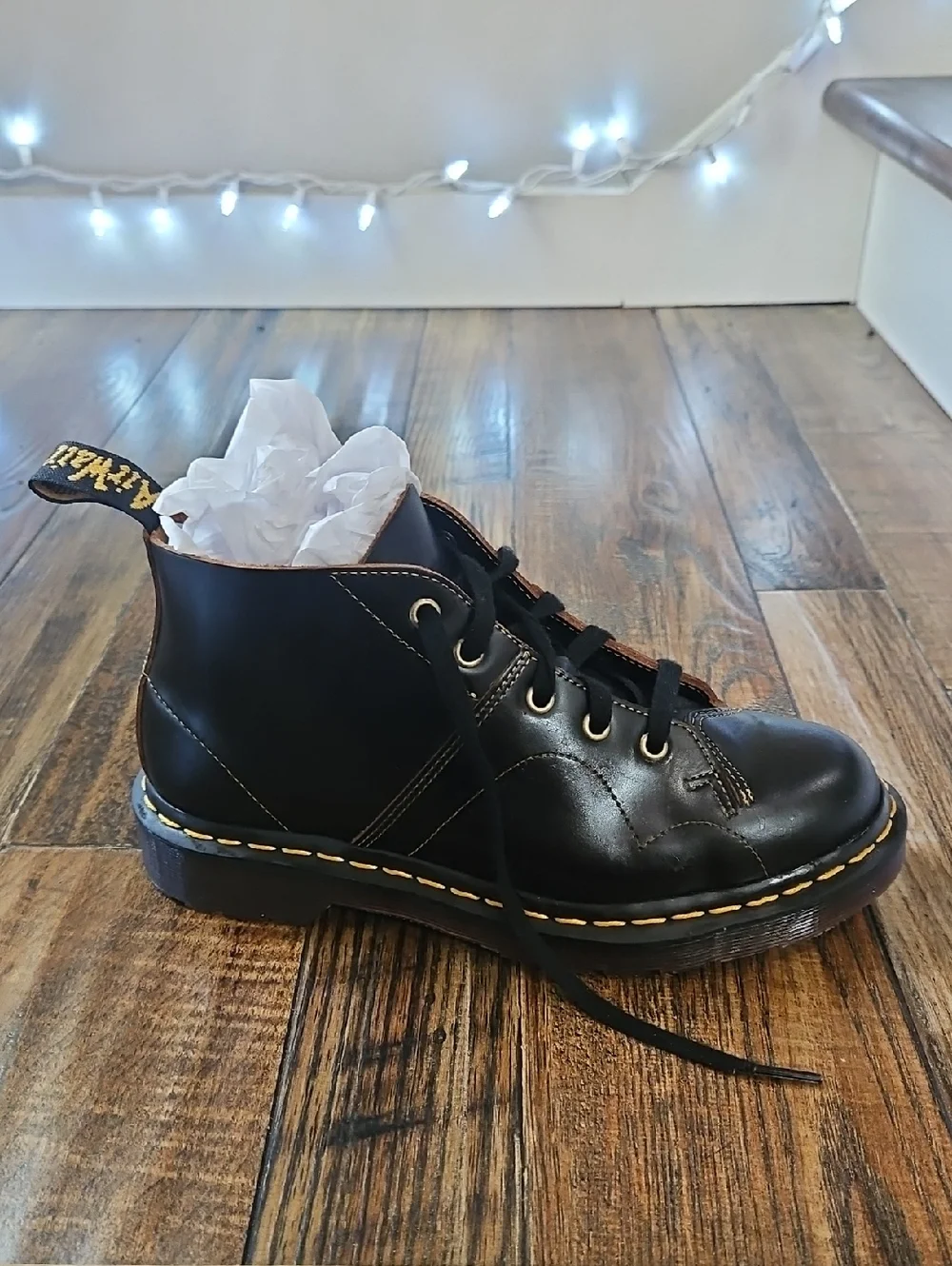 Dr. Martens‎ Black Leather Chukka Boots with Yellow Stitching